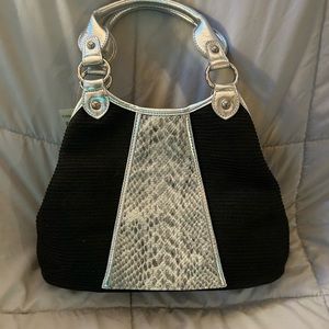 Black, silver and snakeskin purse. Never used